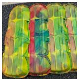 Set of 4 Colorful Plastic Snow Sleds with Pull Ropes