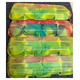 Set of 4 Colorful Plastic Snow Sleds with Pull Ropes