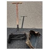 Antique Seymour No. 40 Manual Reel Lawn Mower with Grass Catcher and Scythe