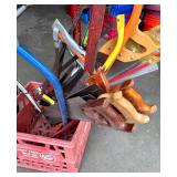 Hand Saw and Garden Tool Lot in Dairy Crate