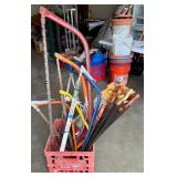 Hand Saw and Garden Tool Lot in Dairy Crate