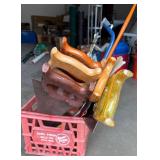 Hand Saw and Garden Tool Lot in Dairy Crate