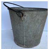 Vintage Galvanized Metal Bucket and Wire Basket Set