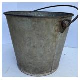 Vintage Galvanized Metal Bucket and Wire Basket Set