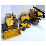 Vintage Tonka Construction Vehicles Collection - Loader, Crane, Road Roller