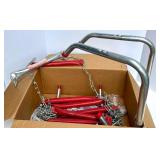 Heavy Duty Tire Chains with Red Climbers and Metal Hooks