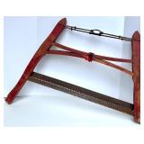 Vintage Wooden Frame Bow Saw with Red Finish