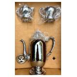 Danny Wilson Chrome Tea and Coffee Set with Tray - Old New England