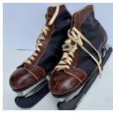 Vintage Johnson Hockey Ice Skates and Set of 4 Globe No. 40 Adjustable Metal Roller Skates