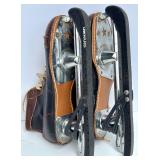 Vintage Johnson Hockey Ice Skates and Set of 4 Globe No. 40 Adjustable Metal Roller Skates