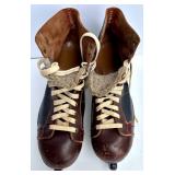 Vintage Johnson Hockey Ice Skates and Set of 4 Globe No. 40 Adjustable Metal Roller Skates