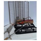 BBQ Accessory Set: Vermont Castings Tool Kit, Vintage Utensils, Charcoal Lighter, Grill Racks