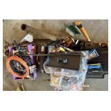 Large Mixed Lot of Hand Tools, Toolboxes, Brushes, and Hardware