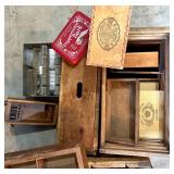 Workshop and Storage Lot with Vintage Wood Crates, Toolboxes, Hand Tools, and Accessories