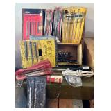 Workshop and Storage Lot with Vintage Wood Crates, Toolboxes, Hand Tools, and Accessories