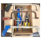 Workshop and Storage Lot with Vintage Wood Crates, Toolboxes, Hand Tools, and Accessories