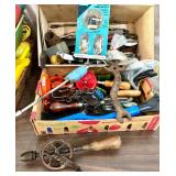 Workshop and Storage Lot with Vintage Wood Crates, Toolboxes, Hand Tools, and Accessories