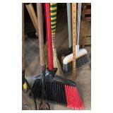 Assorted Yard and Garden Tools Lot Including Rakes, Shovels, Brooms, and More