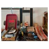 Large Mixed Lot: Vintage Sears Wagon, Hand Tools, Drafting Tools, Grinder, and Shop Items