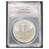 1990 AMERICAN SILVER EAGLE ANACS MS69
