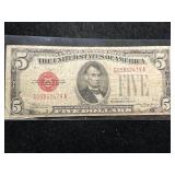 1928C US RED SEAL $5 BILL