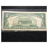 1928C US RED SEAL $5 BILL