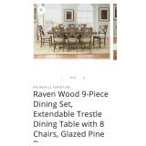 Raven Wood Dining Set table and 7 chairs