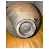 Handcrafted Signed Raku Pottery Vase with Abstract Design