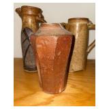Set of 3 Handcrafted Studio Pottery Pitchers / Vases