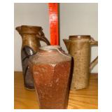Set of 3 Handcrafted Studio Pottery Pitchers / Vases
