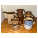 Set of 5 Handmade Studio Pottery Jugs and Mugs