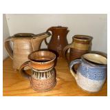 Set of 5 Handmade Studio Pottery Jugs and Mugs