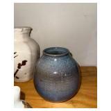 Collection of 5 Artisan Studio Pottery Vases and Candle Holder