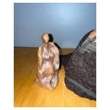 Pair of Unique Artisan Sculptures, Mixed-Media and Clay, Signed 1971