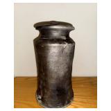 Signed Black Stoneware Pottery Jar with Lid by Douglas Johnson