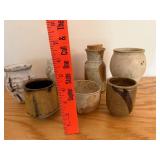 Collection of 7 Studio Pottery Cups and Jars, Signed Ceramic Pieces