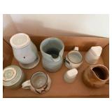 Collection of 8 Studio Art Pottery Pitchers, Cups and Creamers - Signed