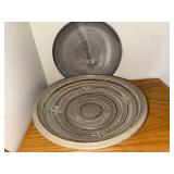 Set of 2 Signed Studio Art Pottery Bowls with Decorative Glaze, 15 Inch Diameter