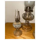 Set of 3 Vintage Glass Oil Lamps