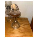 Set of 3 Vintage Glass Oil Lamps