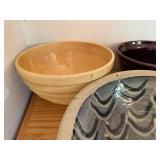 Set of 4 Vintage Stoneware Mixing Bowls Including McCoy and Handcrafted Designs