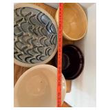 Set of 4 Vintage Stoneware Mixing Bowls Including McCoy and Handcrafted Designs