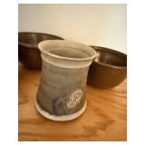 Set of 4 Studio Art Pottery Bowls and Cups Signed by Artists