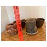 Set of 4 Studio Art Pottery Bowls and Cups Signed by Artists
