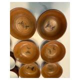 Japanese Tea Cup and Bowl Set with Lacquer Plates and Wooden Bowls