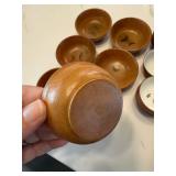 Japanese Tea Cup and Bowl Set with Lacquer Plates and Wooden Bowls