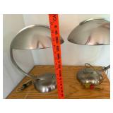 Pair of Brushed Metal Modern Table Lamps