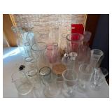 Mixed Collection of Vintage and Modern Glass Vases, Bottles, and Jars