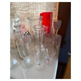 Mixed Collection of Vintage and Modern Glass Vases, Bottles, and Jars