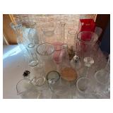 Mixed Collection of Vintage and Modern Glass Vases, Bottles, and Jars